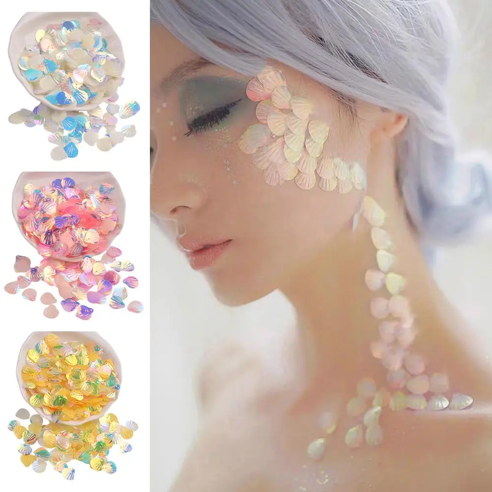 13mm Mermaid Flake Glitter Powder Fish Scales Eye Makeup Sequins 180pcs Eye Corner Stickers Shell Sequins Shinny Gel Pigment