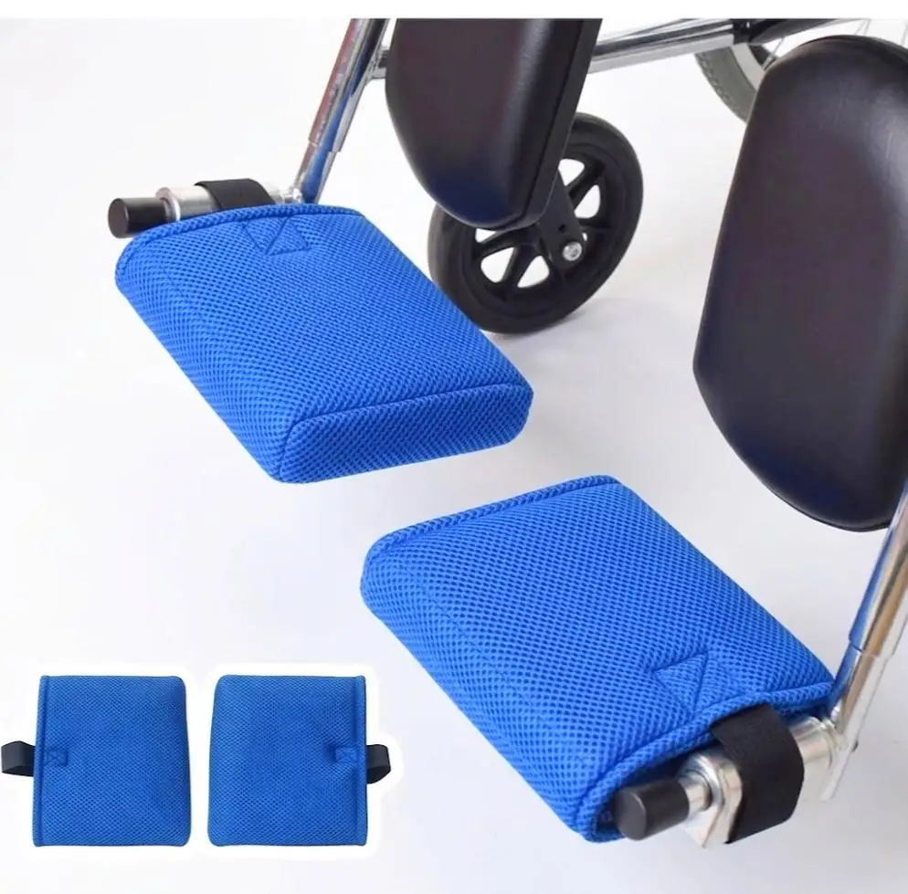 Universal Wheelchair Footrest Cushion 1 Pair, Breathable Mesh Pad, Pressure Relief & Non-Slip Cover, Easy Install for Elderly