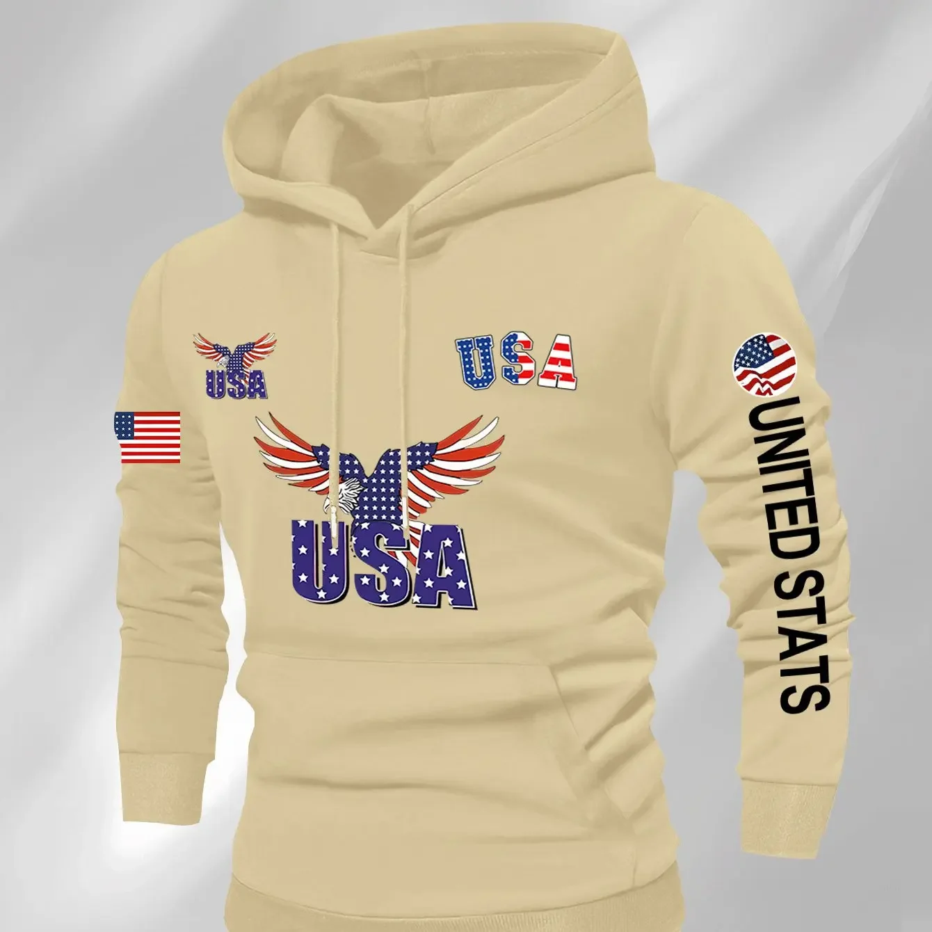 Men'S Stylish Print Hoodie - a Casual Pullover with a Kangaroo Pocket Essential for Autumn And Winter Wear