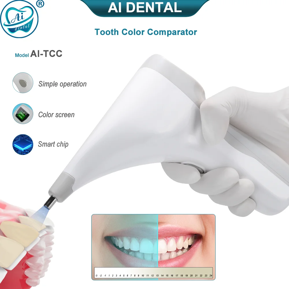 AI-TCC Dental Digital Shade Guide Tooth Color Comparator LCD Screen Precise Colorimeter Wireless Dentistry Equipment