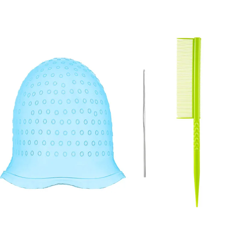 Sharp Tail Hair Dye Comb and Silicone Hair Coloring Cap Sets Anti-static Heat-resistant Tail Comb Suitable for Salon Household