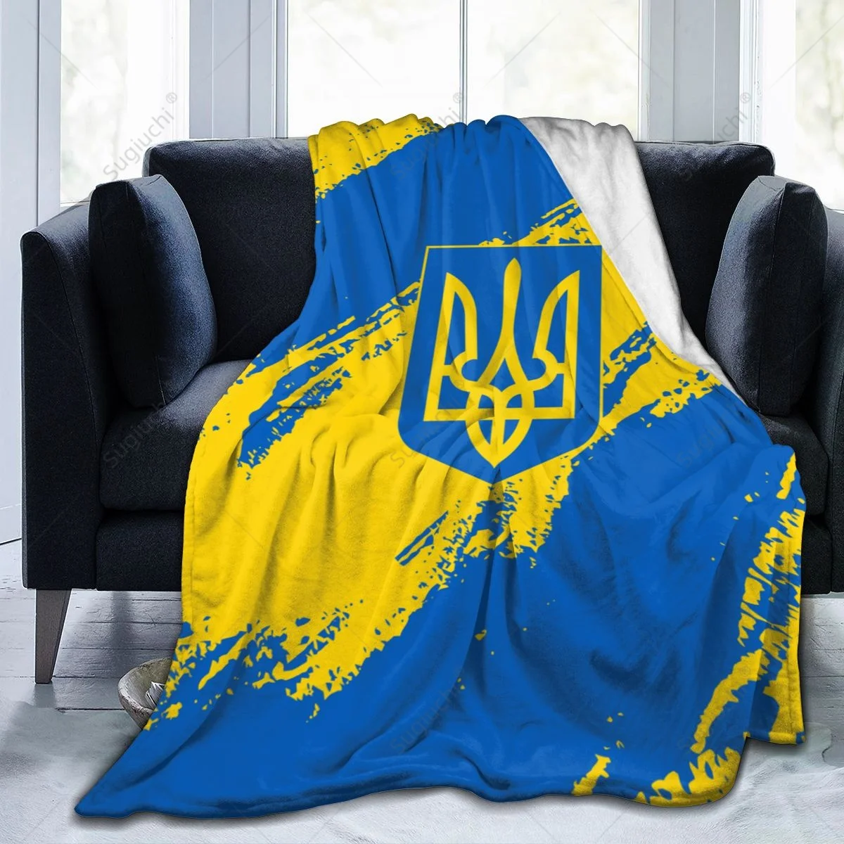 Blanket Ukraine Flag Color Flannel Multifunction Camping Sofa Cover Keep Warm