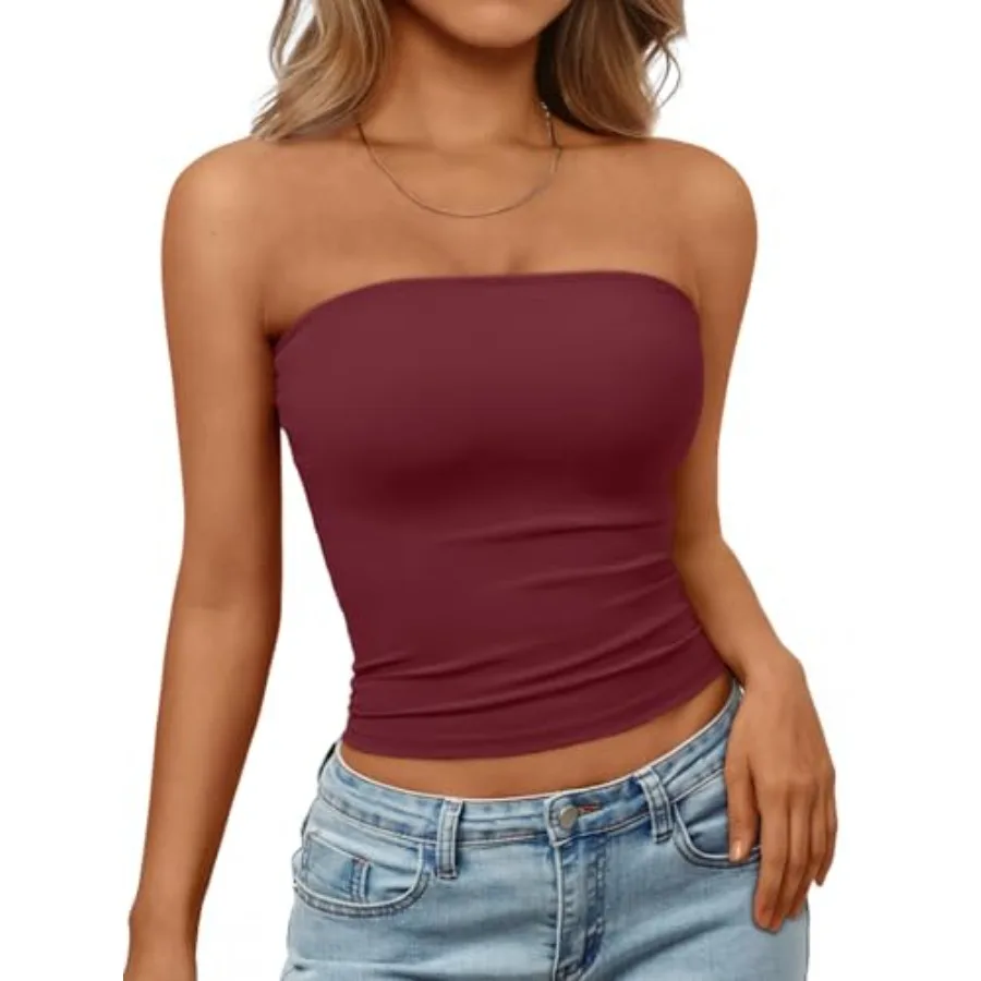 

Trendy Queen Women's Strapless Bandeau Crop Top