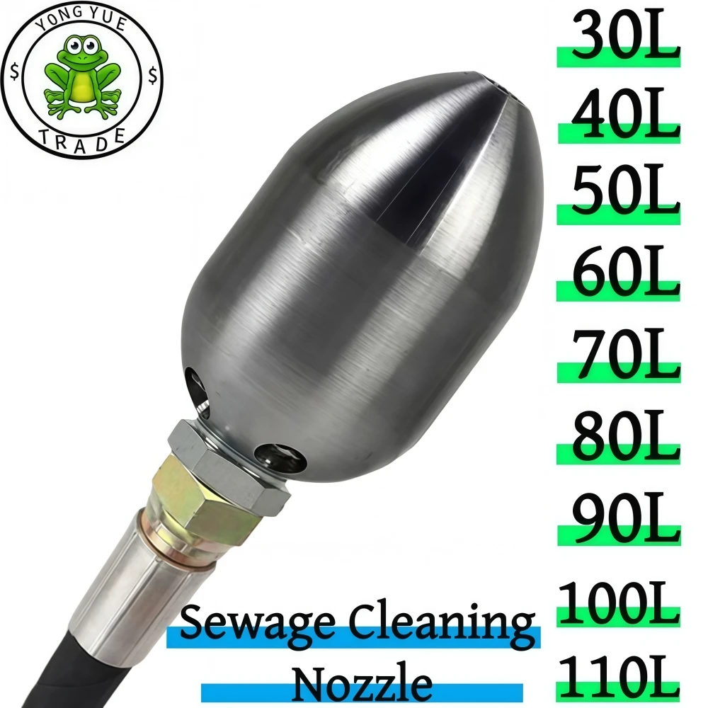 1/2 Inch Nozzle Stainless Steel Sewer Jetter Nozzle Pipeline Drainage Tool 30L~110L/min Pressure Cleaning Machine Accessories