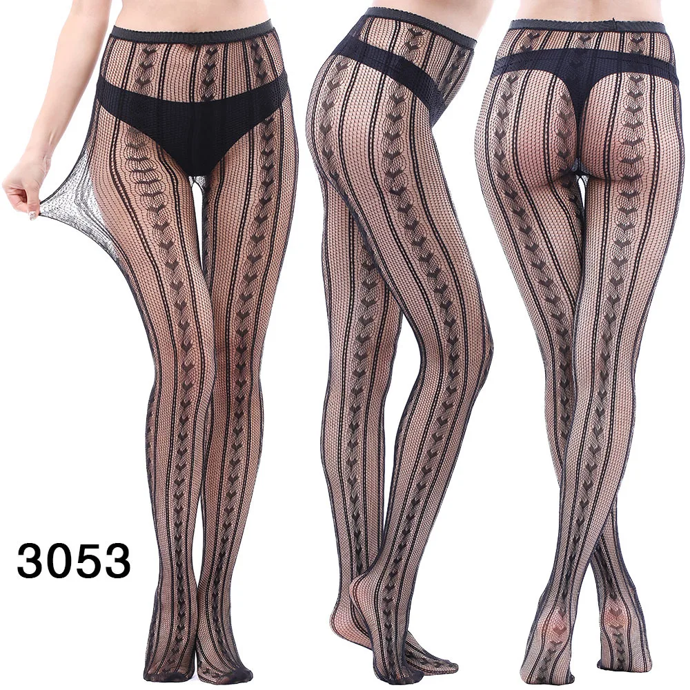 Neuartige Übergrößen-Netzstrumpfhose Sexy Hohle Spitzenstrümpfe Schwarze Overknee-Strümpfe für Damen Dessous – Detail 25