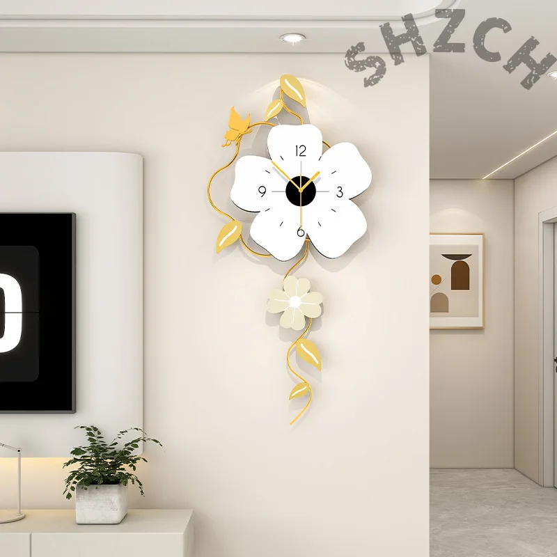 Modern Wall Clock Living Room Silent Wall Clocks Creative Flower Wall Decoration Ornament Clocks for Bedroom Modern Large Decor
