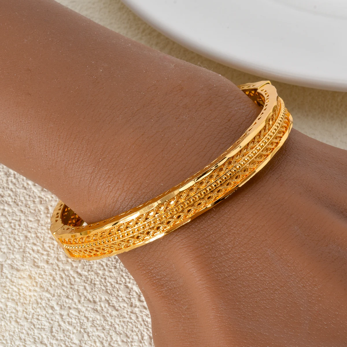 Diana Gold Plated bracelet Ethiopia African Fashion Gold bracelet Lady African Bride Wedding bracelet Jewelry gift