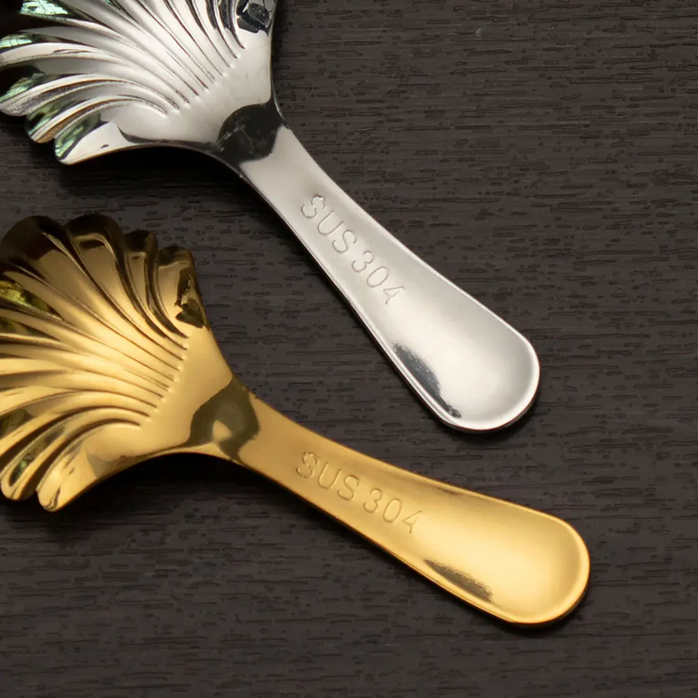 

2 Pcs Handled Spoons Stainless Steel Teaspoon Appetizer Golden Serving for Parties