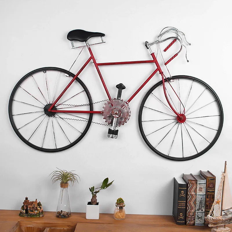 Retro Industrial Style Wrought Iron Bicycle Wall Pendant Creative Cafe Restaurant Bar Decor Wall Decoration