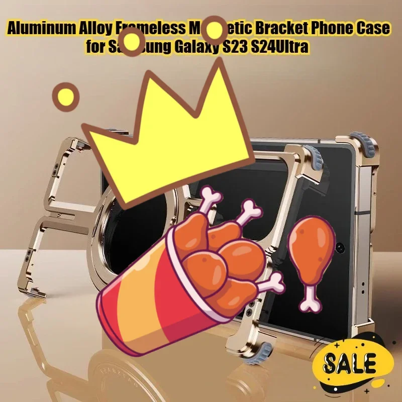

Frameless Aluminum Alloy Metal Bumper Magnetic Phone Case for Samsung Galaxy S23 S24Ultra Simple Design Shockproof Metal Bracket
