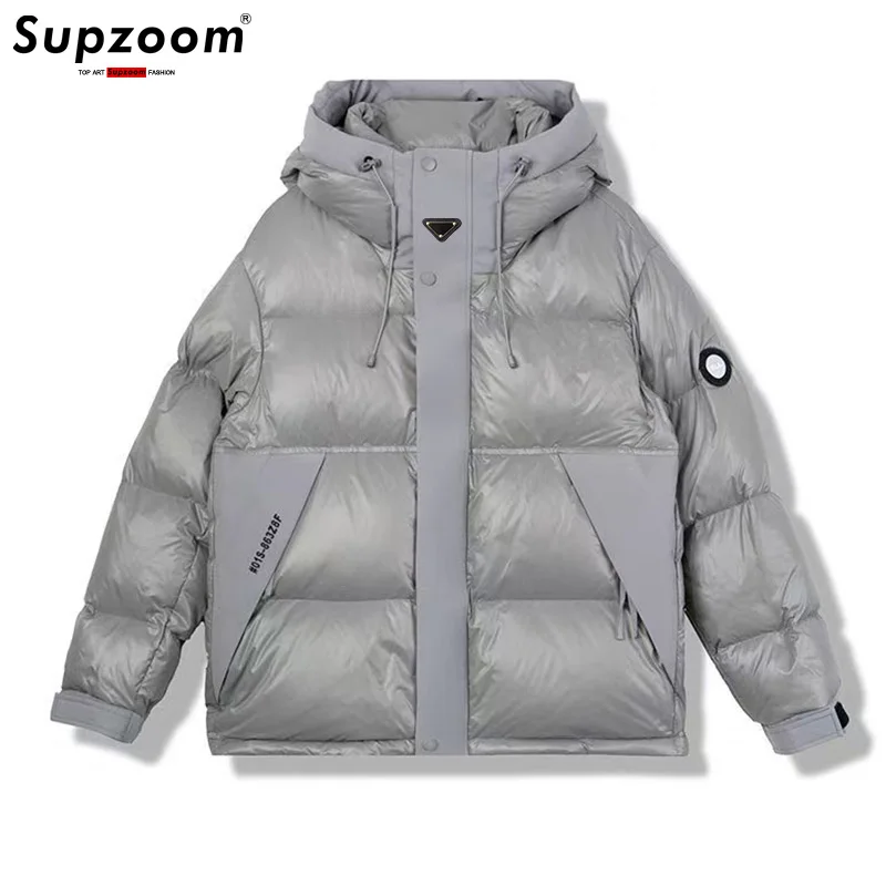 Supzoom 2025 وصول جديد قمة الموضة لصق سميكة الشتاء مثلث ماركر مقنعين الدافئة عادية شتاء أسفل السترات الرجال