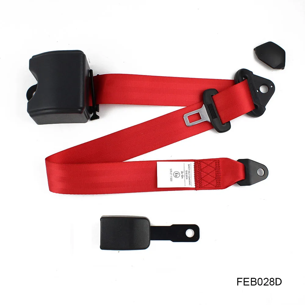 Red Webbing Retractable Seatbelt Three Point Car ELR Safety Seat Belt With Big Cover FEB028