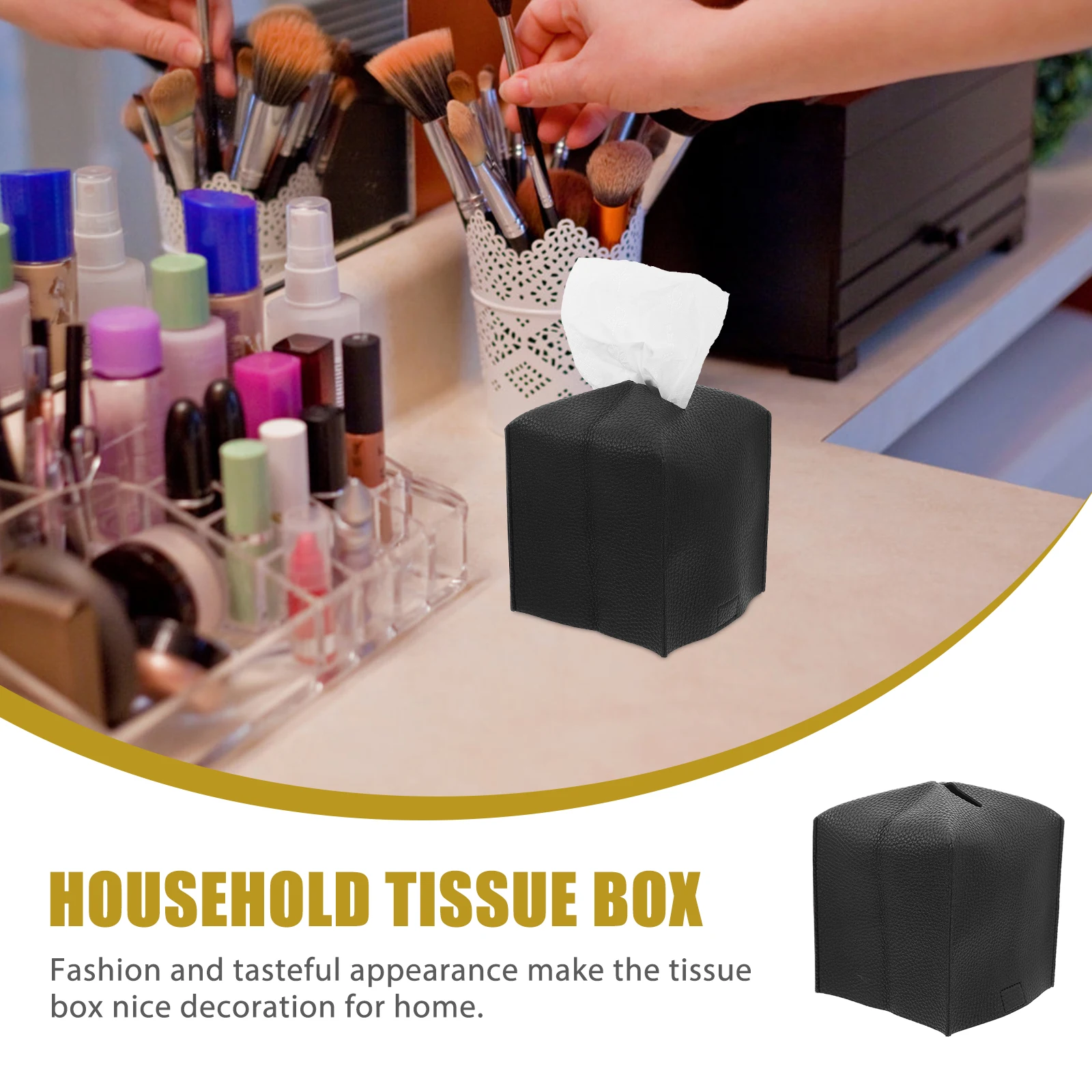 

2 Pcs Tissue Box Holder PU Material Storage Case for Bedroom Living Room Office Desk Decor Luxury Napkin Box Paper Towel