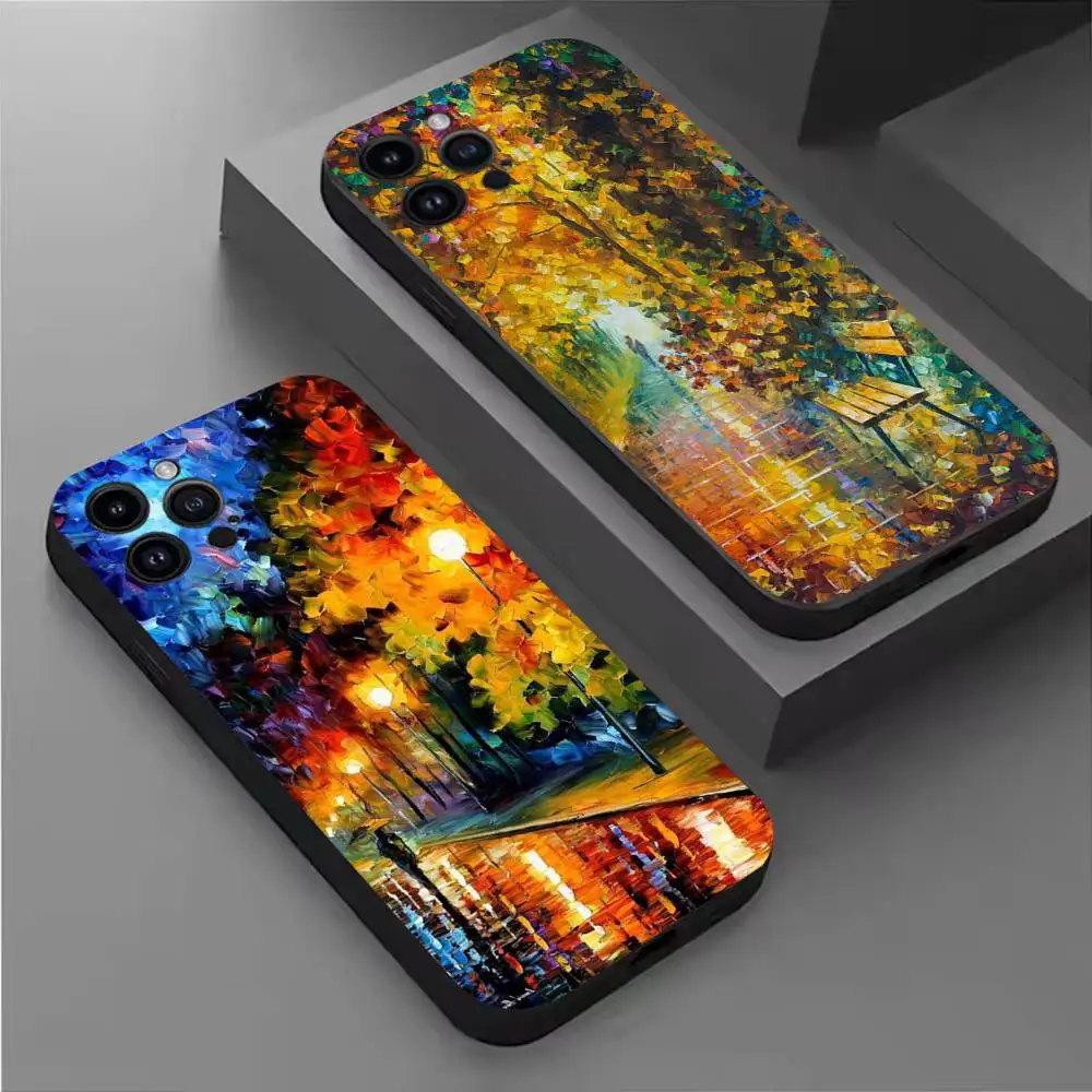 Чехол для телефона L-Leonid A- Afremov Oil для iPhone 17,16,15,14,13,12,11 Plus, Pro Max, XS, XR, SE, Mini,8,7, мягкий силиконовый черный чехол