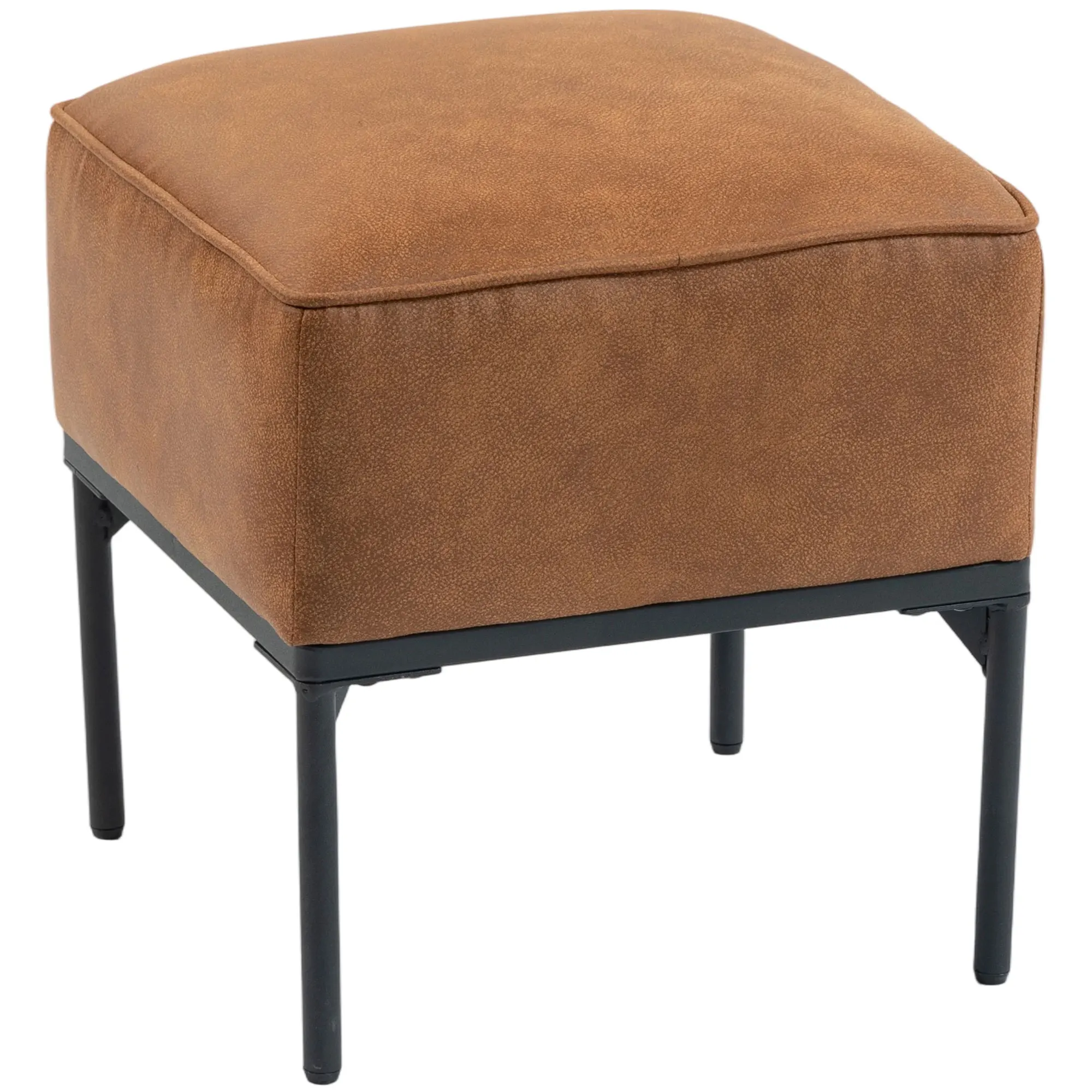 HOMCOM Reposapiés Salón, Taburete Bajo Tapizado en PU con Patas de Acero, Acolchado Grueso, Estilo Moderno, para Dormitorio