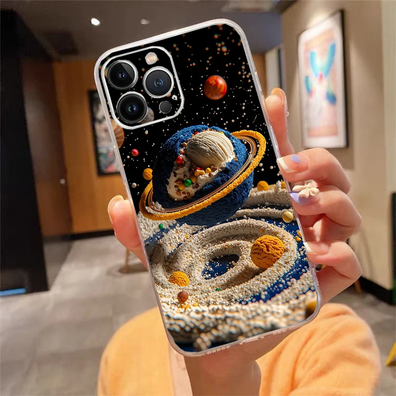 Universe Space Planet Telefoon Case Carcasa Funda Voor iPhone 17 Pro Max Air 16 15 14 13 Pro Max 15 16 Pro 15 Plus Case
