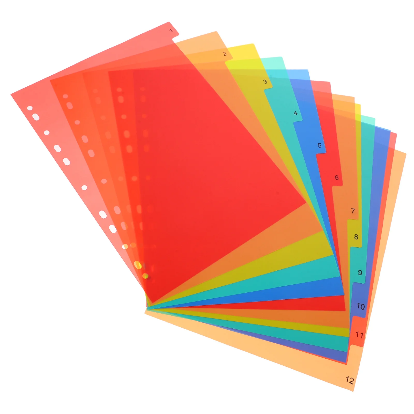 Plastic Index Page Index Binder, Índice Page Dividers, Etiquetas classificadas, Colorido A4 Notepad Tabs Folder