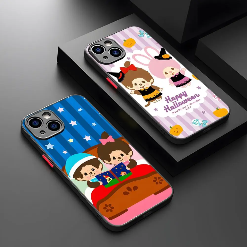 Cartoon M-Monchhichis Phone Case Matte Transparent For 16 15 IPhone 12 11 13 14 Pro Max X XR 8 Plus Back Cover