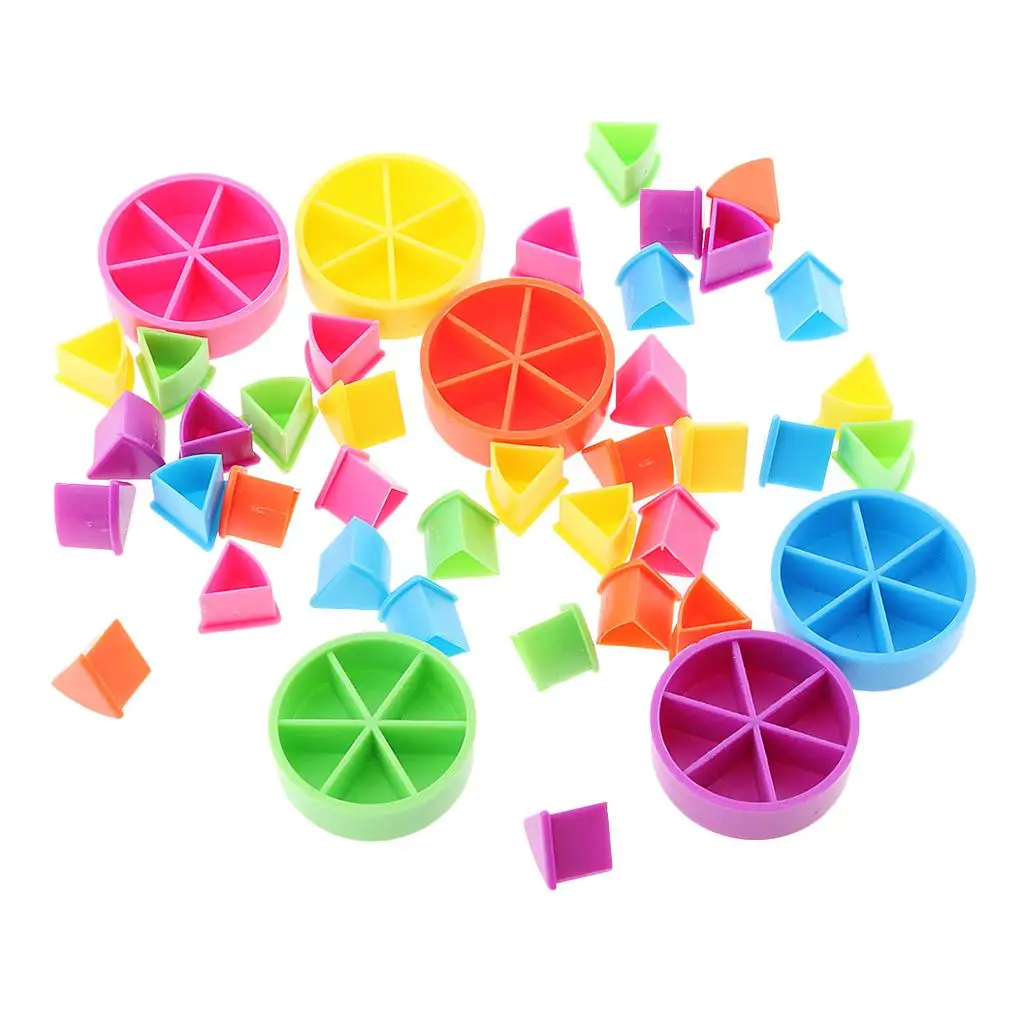 Colorful Plastic Game Pieces Assorted Pie Wedges Math Toys Educational Replacement Parts for Kids School