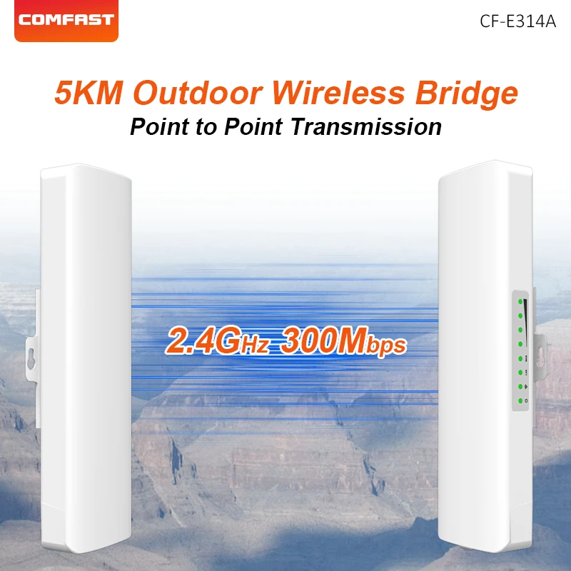 COMFAST 2.4G Outdoor Wifi Bridge 300Mbps Long Range Wireless Bridge Point to Point Outdoor CPE IP65 Waterproof 48V POE Power