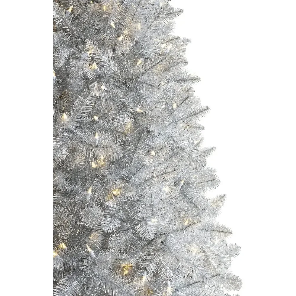 Silver Artificial Christmas Tree,10 Ft | Pre-lit with 1000 LED Candlelight Clear Lights | Includes Tree Stand, Christmas Trees