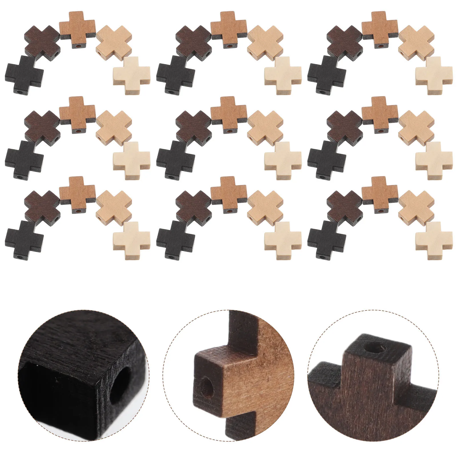 

100pcs Retro Cross Charms Wooden Pendant Vintage Religious Jewelry Making Diy Craft Connector For Necklace Bracelet Small Wood