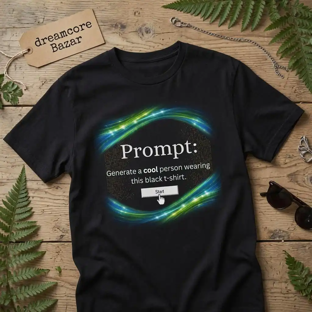 Prompt Generate A Cool Person Frutiger Aero Shirt Internet Culture Tee Webcore Aesthetic Old Internet Nostalgia Main Character