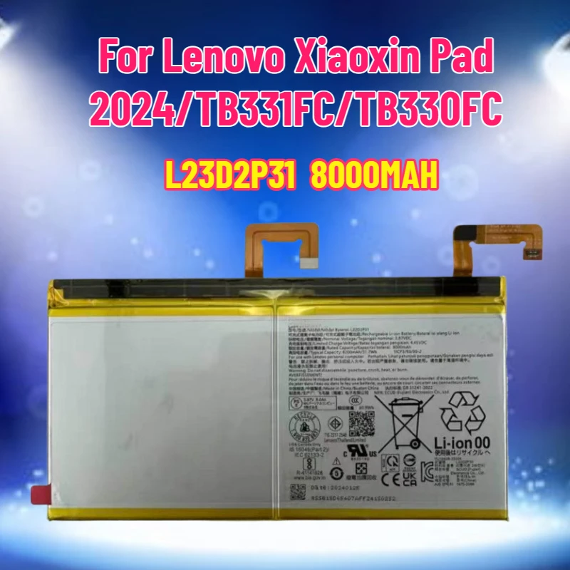 

New L23D2P31 8000MAH For Lenovo Xiaoxin Pad 2024/TB331FC/TB330FC Battery Flat Battery TB370FU