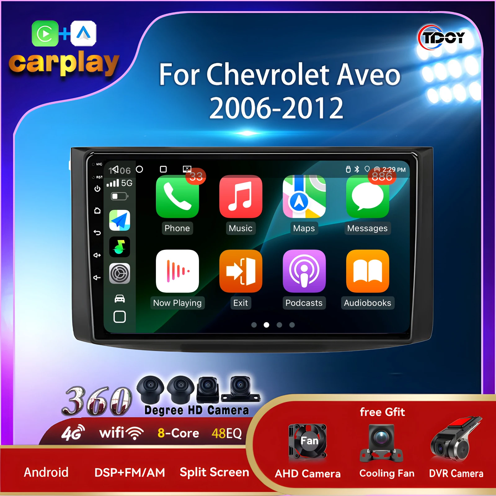 

2Din Android 15 автомобильная стерео WIFI 4G Carplay для Chevrolet Aveo 2006-2012 Android Auto беспроводной Bluetooth мультимедийный видеоплеер