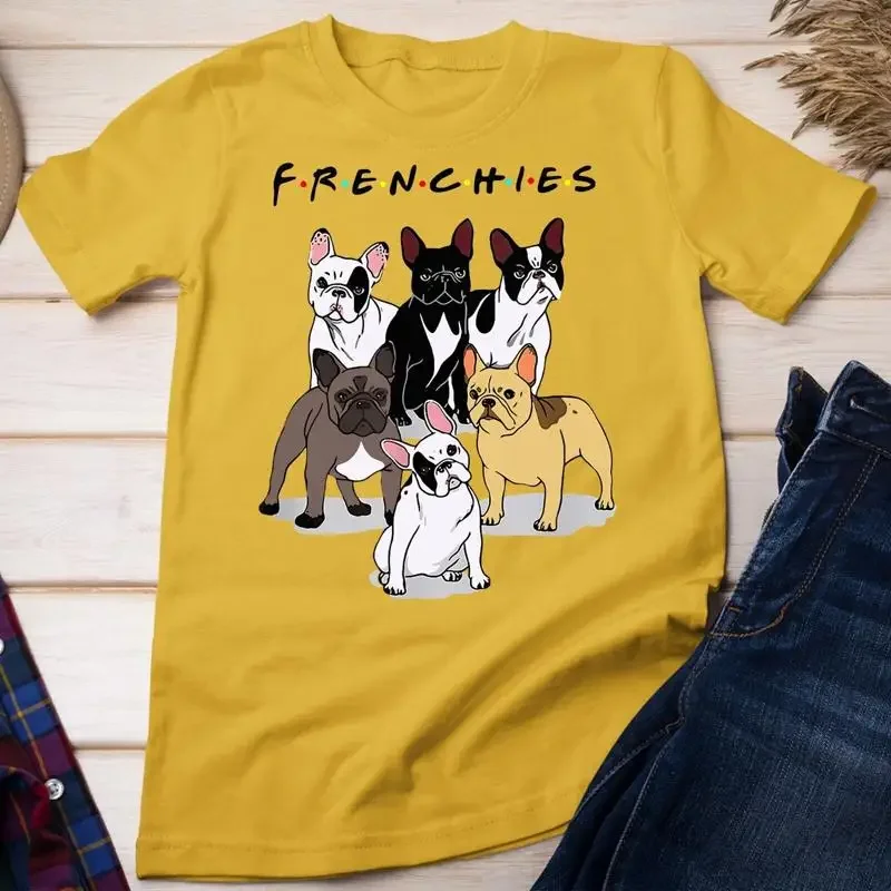 Футболка унисекс с надписью Frenchies French Bulldog Lover Gift, футболка для любителей французских бульдогов