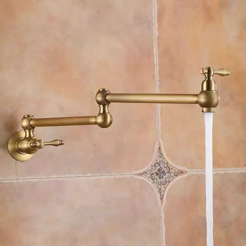 Wall Mounted Folding Faucet, Swing Telescopic Extended Faucet, Cold Water Balcony Mop Pool Tap, Vintage Kitchen Faucet