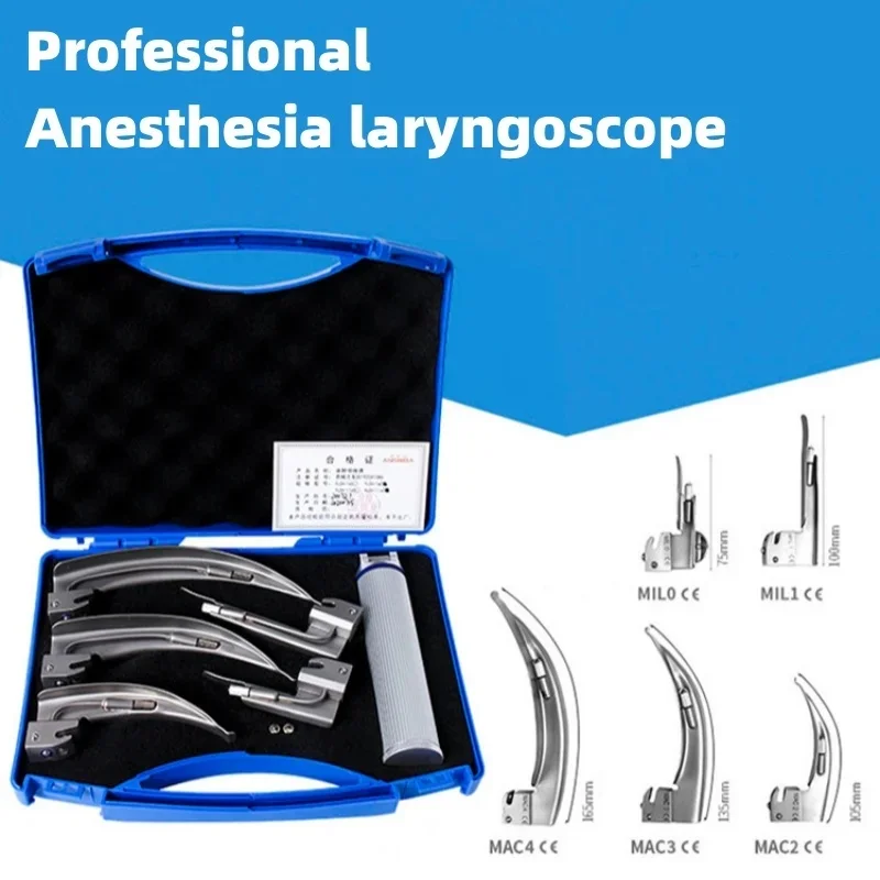 Laringoscopio médico de acero inoxidable para anestesia para adultos, espejo Oral, cuchillas reutilizables, laringoscopio directo, cuidado de la salud