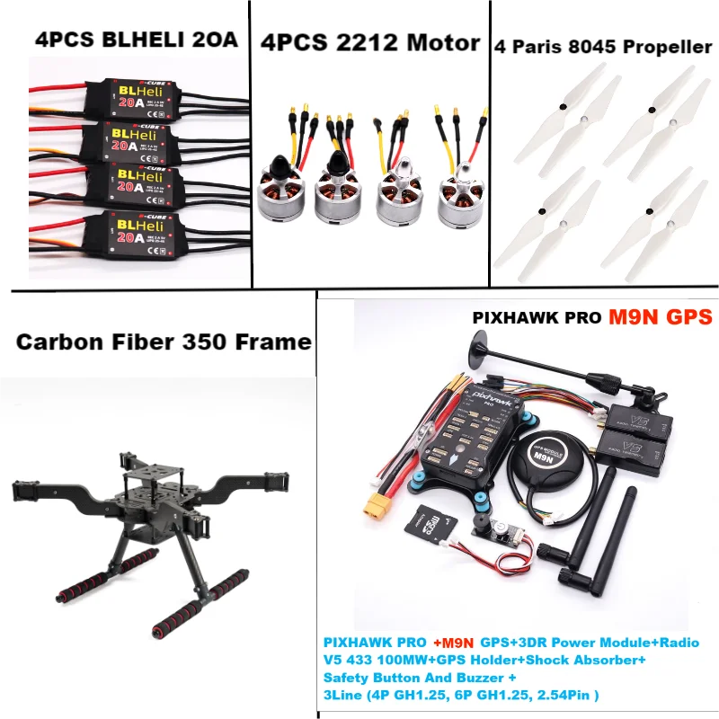 

RctoSky PIXHAWK PRO M9N Open source new smart drone FLY350 300 380 450MMpix quadrotor upturned rack