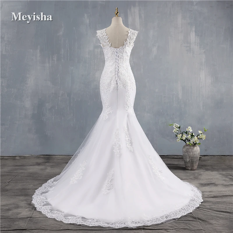 ZJ9034 New Luxury Beading Brush Train Lace Up detachable Straps Wedding Dress For Bridal Sexy Strapless Applique Gown image 2