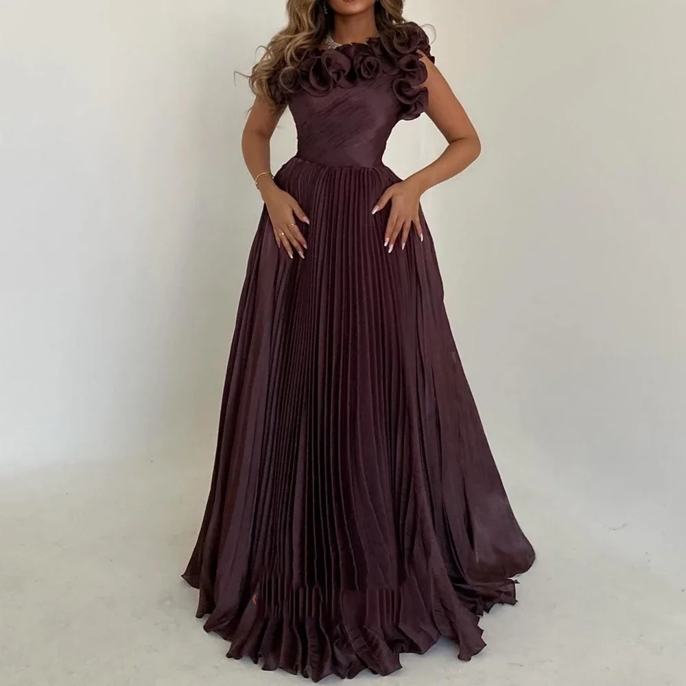 

Customized One Shoulder Long Evening Dresses Elegant Formal Occasion Prom Gowns Flowers 2025 A-line Floor Length Prom Dresses