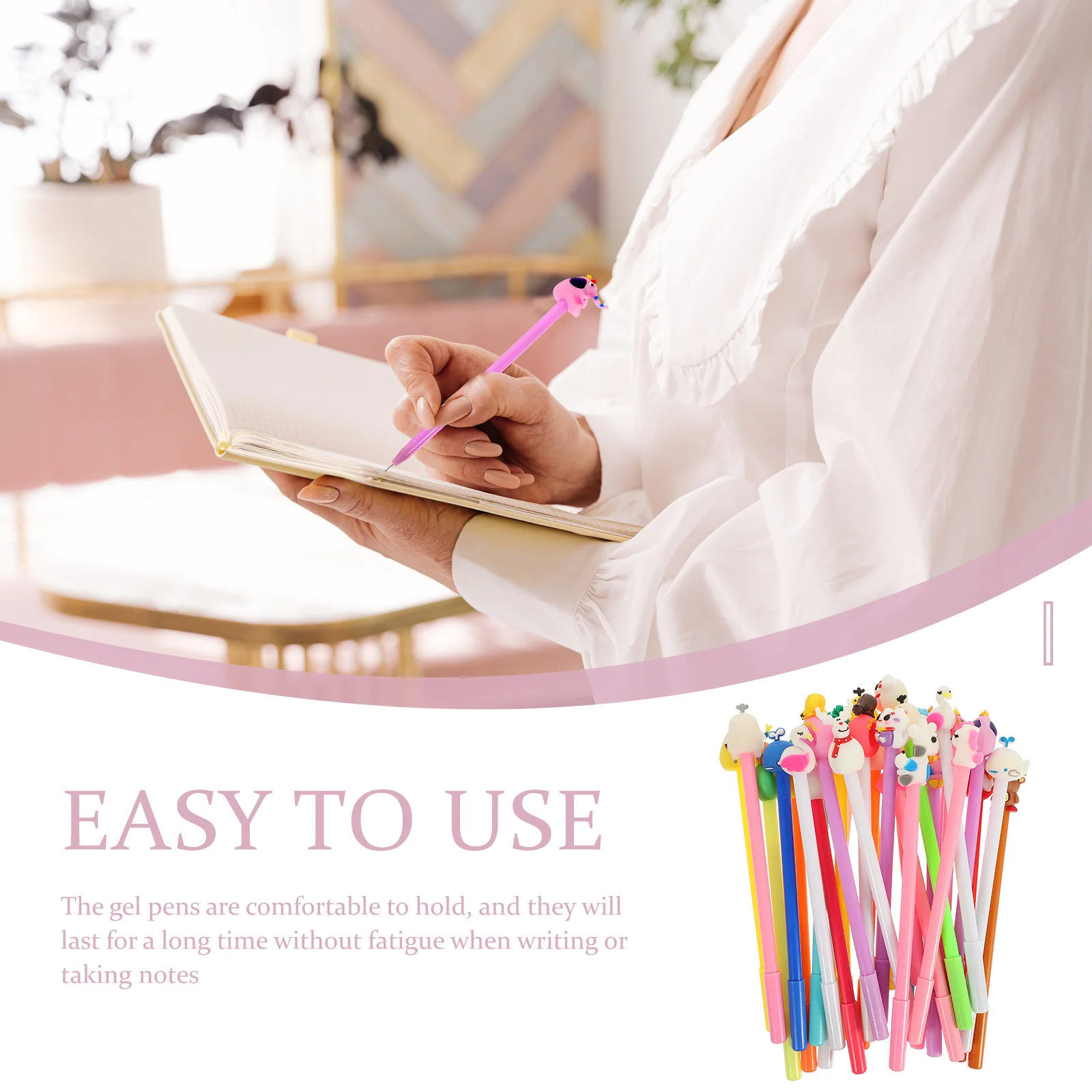 

30Pcs Lovely Fine Tip Gel Pens Large Capacity Plastic Sign Pens for Students Office School Writing Drawing Gift Pen Cartoon