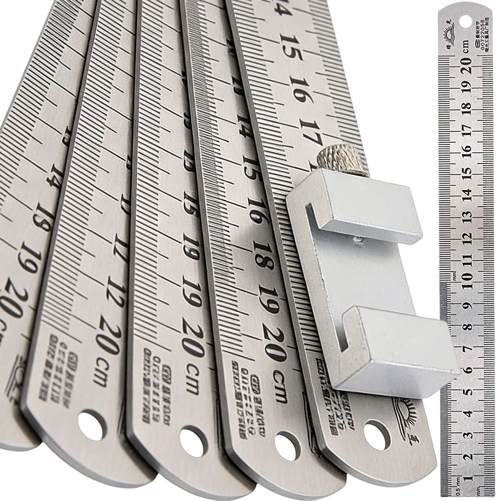 

15/20/30CM Double Sided Stainless Steel Rulers Carpentry Measuring Positioning Limit Block DIY Marking Gauge for Woodworking