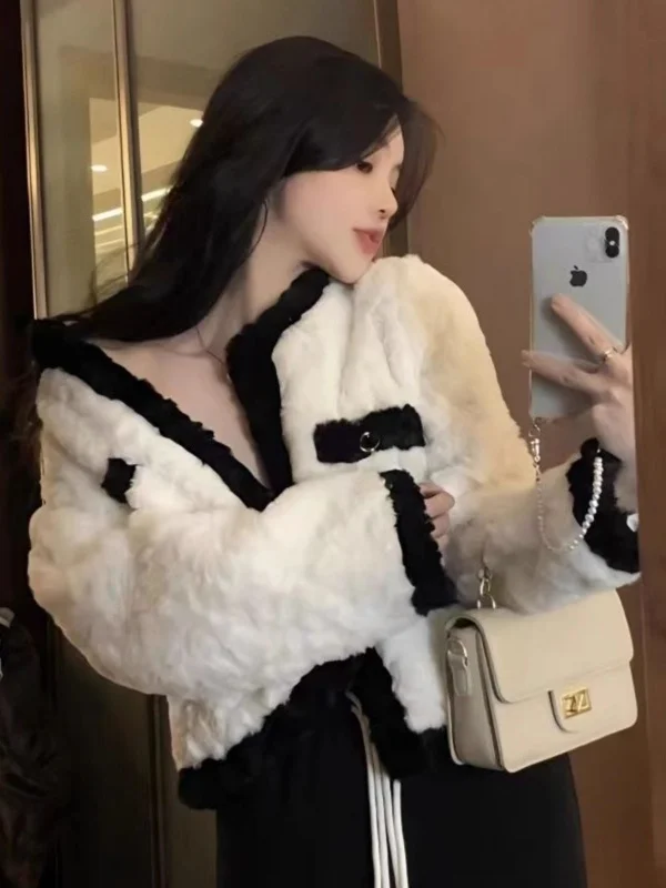 

Корейское нежное женское пальто, осенне-зимнее женское пальто с мехом ягненка, пушистое теплое хлопковое пальто небольшого размера, роскошная свободная посадка