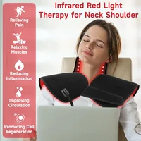 التدفئة الأحمر والأشعة تحت الحمراء ضوء الكتف للجسم الجزء العلوي من الظهر 660nm & 850nm ثنائي الشريحة LED يمكن ارتداؤها التفاف وسادة لتخفيف الآلام العضلات الاسترخاء 2