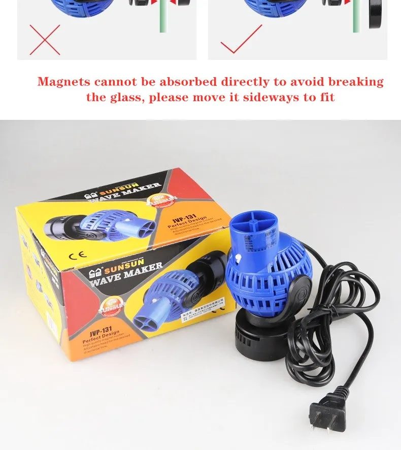 220V 6-26W Aquarium Wave Maker Submersible Circulation Power Pump with Magnet Suction Base Adjustable Flow Rate Marine Fish Tank