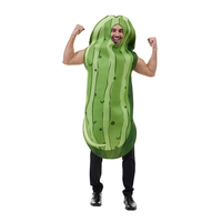 Funny Green Cucumbers Vegetable Halloween Pickle Costume Easy Pull On Costume for Men Carnival Easter Purim Fancy Dress