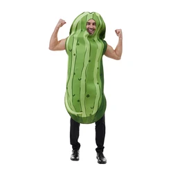 Funny Green Cucumbers Vegetable Halloween Pickle Costume Easy Pull On Costume for Men Carnival Easter Purim Fancy Dress