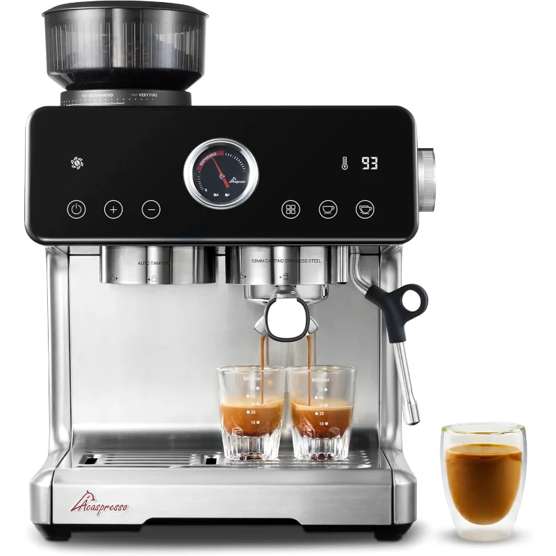 

Auto Distribute & Tamp Espresso Machine with Grinder, Cappuccino Machine for Home, Easy 2-Step Espresso Brewing for Beginner