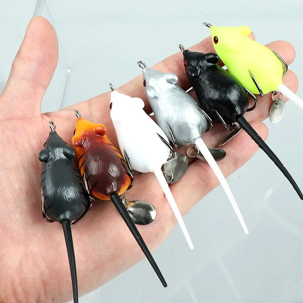 1pc Artificial Soft Rat Mouse Fishing Baits 5cm/9.8g Bio-mimetic Soft Bait With Sharp Double Hooks Rubber Fishing Lure Tools