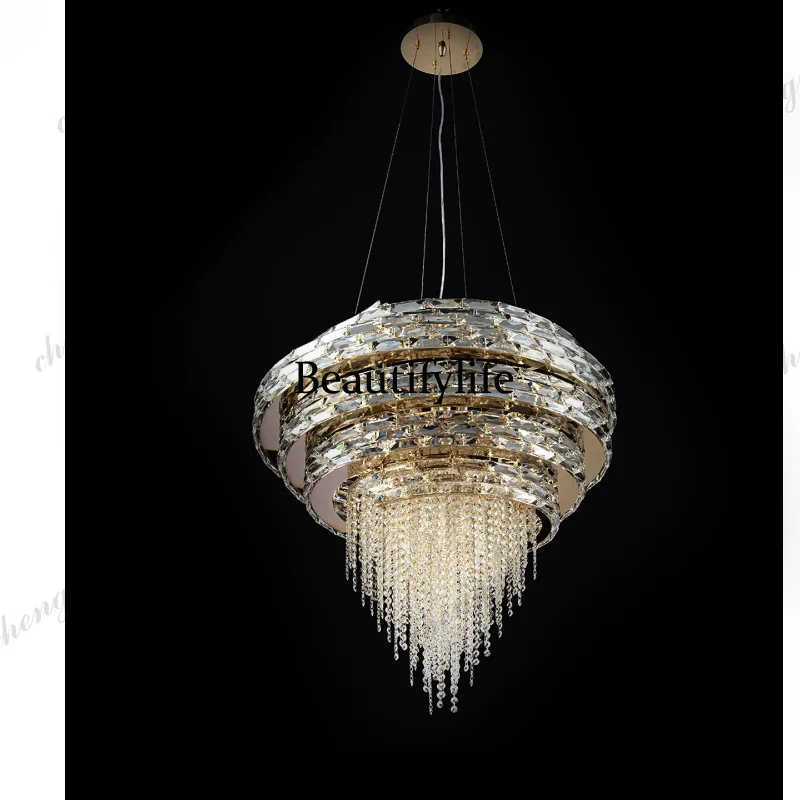 A73 Italian light luxury living room crystal chandelier post-modern villa duplex fringed dining room bedroom crystal chandelier
