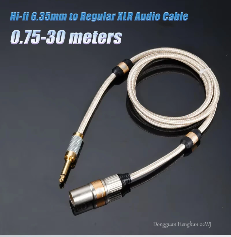 

Hi-fi 6.35mm to Regular XLR Audio Cable for AMP Mixer Console 3 Pin XLR to 1/4 Inch TS Jack Silver-plated Conductor