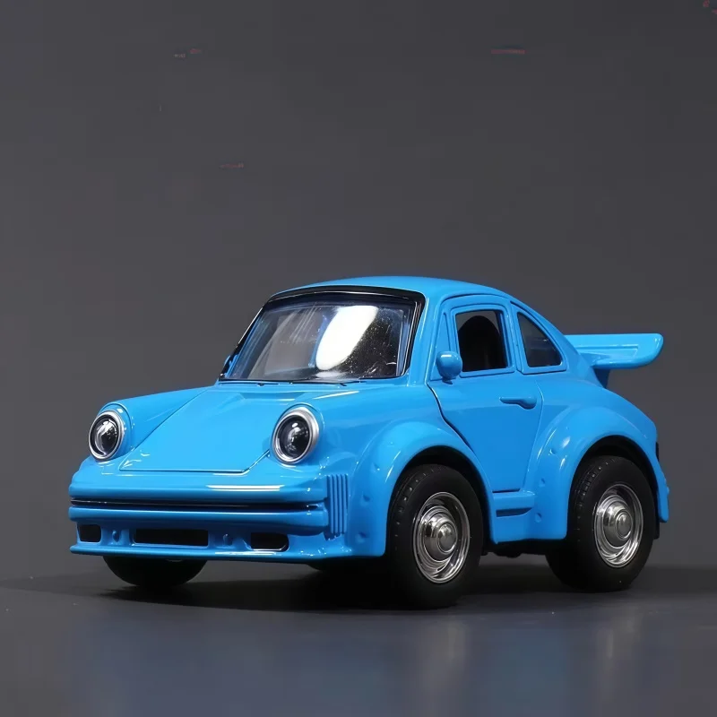 Retro cartoon Tail-Fin Alloy Toy Car, Pull-Back Alloy Car Model, with Doors That Open, Collectible Display Gift for Adults view 3