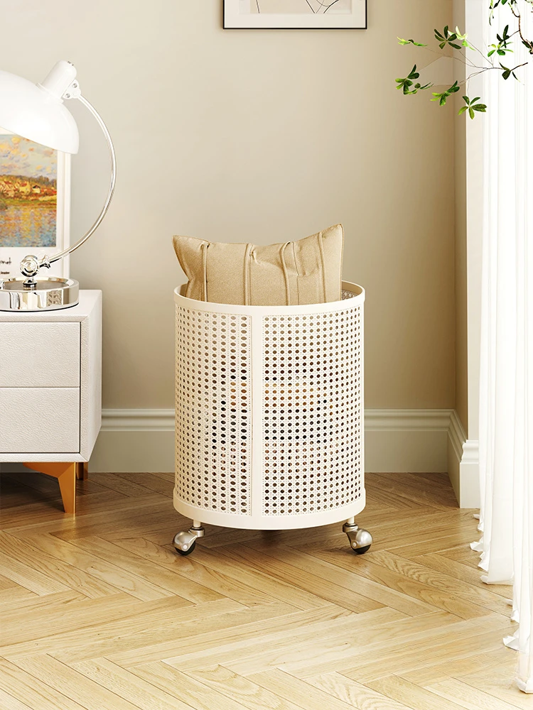 

#for Creamy wind dirty clothes basket storage basket mobile imitation rattan net red household dirty