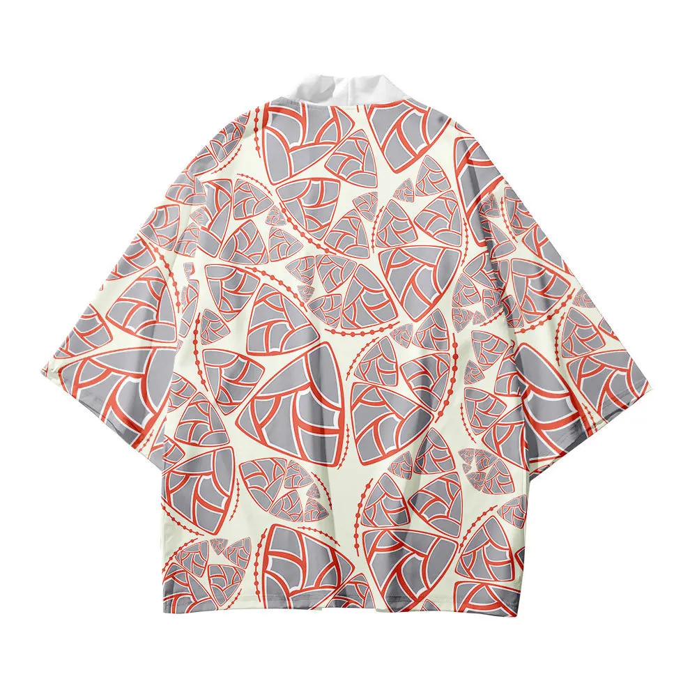 Japanese Style Men's and Women's Clothing Kimono Pattern Printed Tweed Cardigan Traditional Asian Harajuku Traditional Clothing