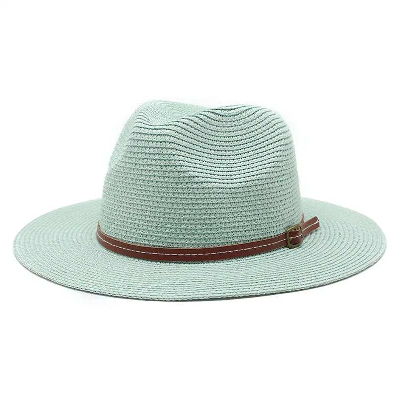 Summer Panama Straw Hat for Men Women, Wide Brim Sun Cap Beach Vacation, UV Protection Travel Hat
